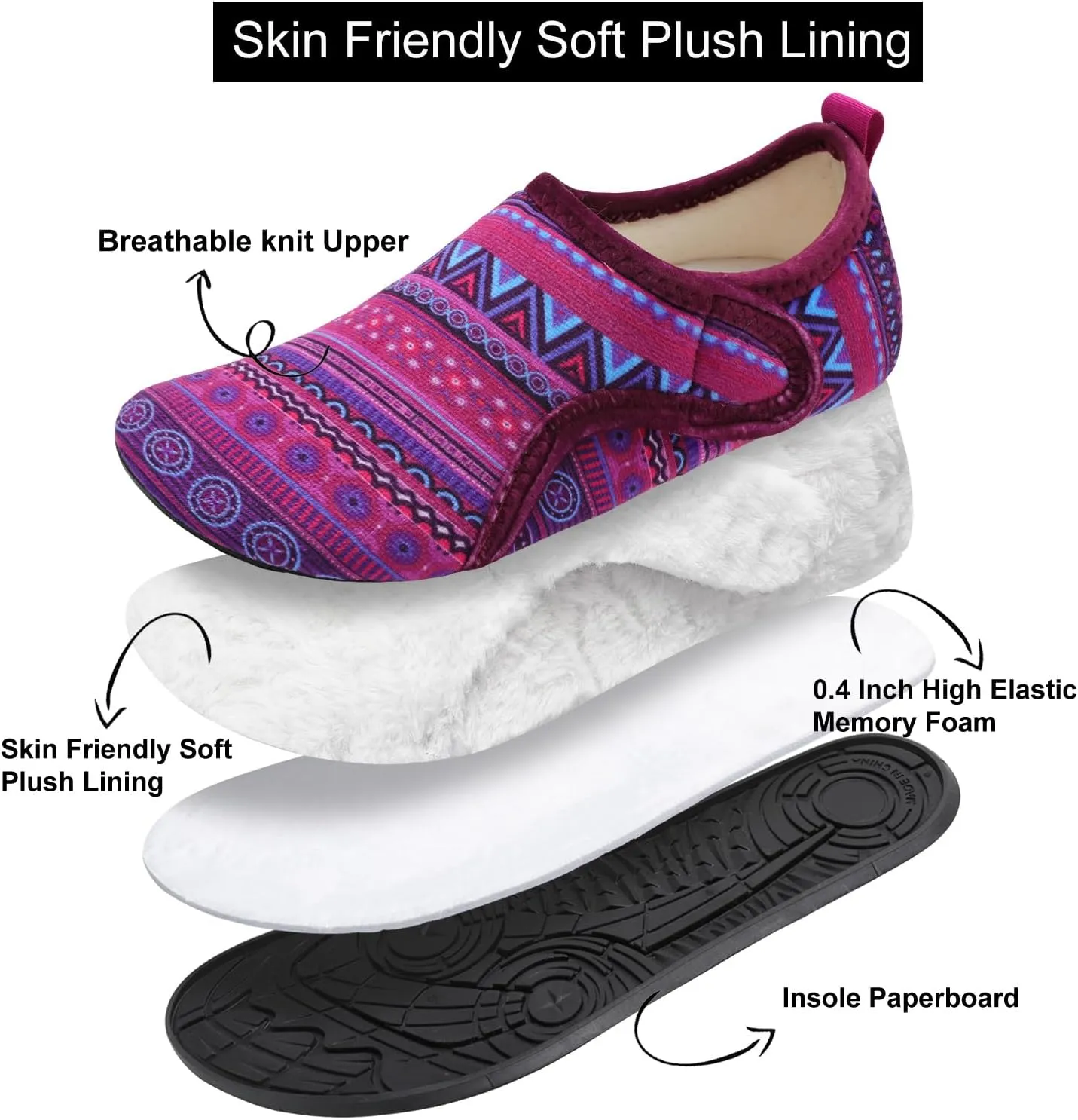 L-RUN Womens Mens House Slippers Indoor Home Shoes Warm Barefoot Slippers Outdoor House Shoes Anti-slip