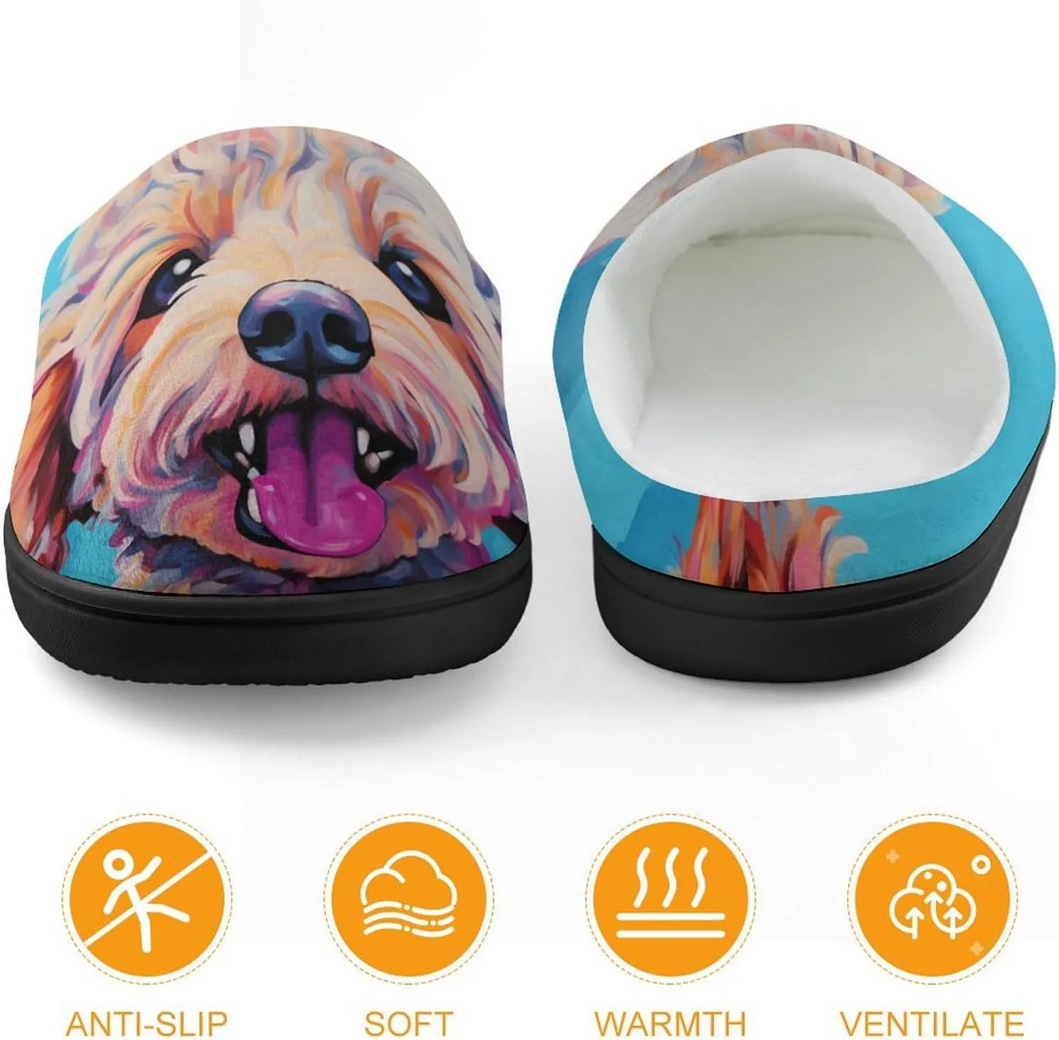 Labradoodle Poodle Kids Slippers for Girls Boys Winter Warm Plush Slip On House Slippers for Indoor Outdoor