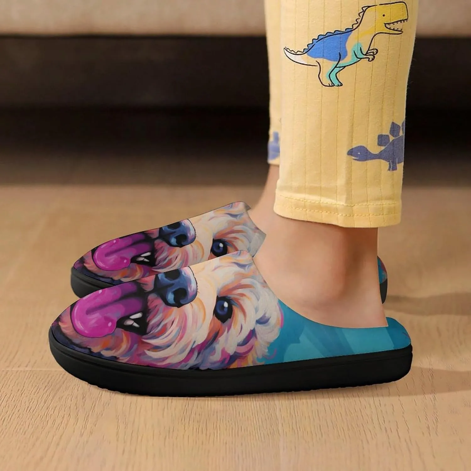 Labradoodle Poodle Kids Slippers for Girls Boys Winter Warm Plush Slip On House Slippers for Indoor Outdoor