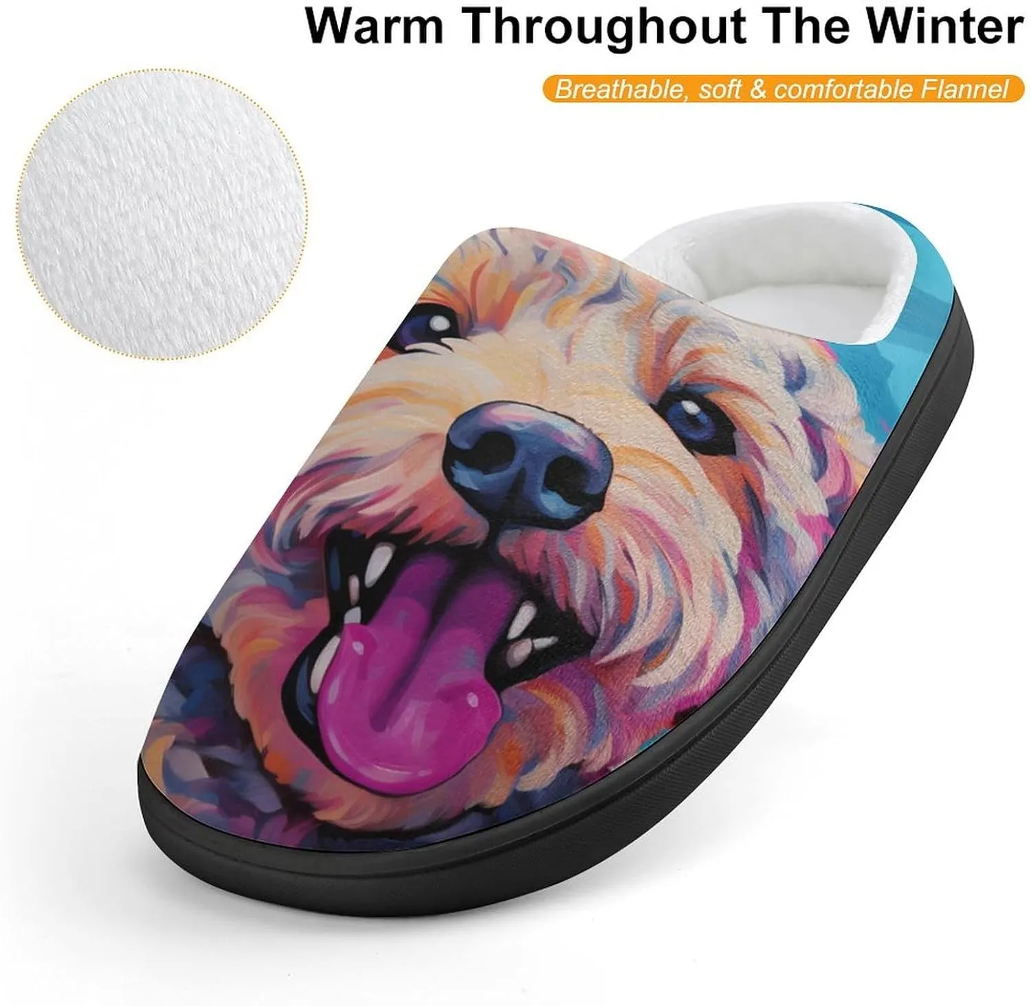 Labradoodle Poodle Kids Slippers for Girls Boys Winter Warm Plush Slip On House Slippers for Indoor Outdoor