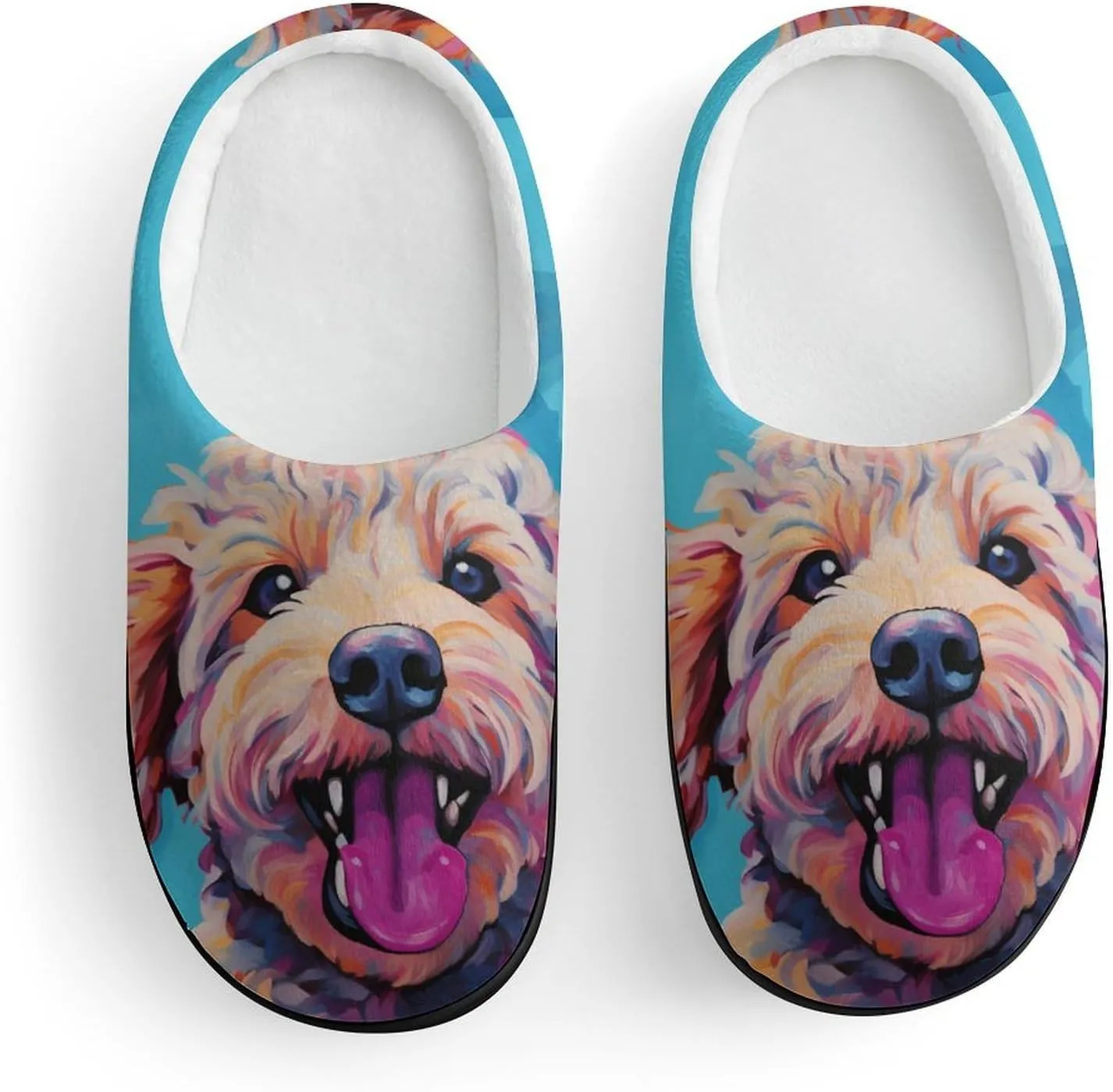Labradoodle Poodle Kids Slippers for Girls Boys Winter Warm Plush Slip On House Slippers for Indoor Outdoor