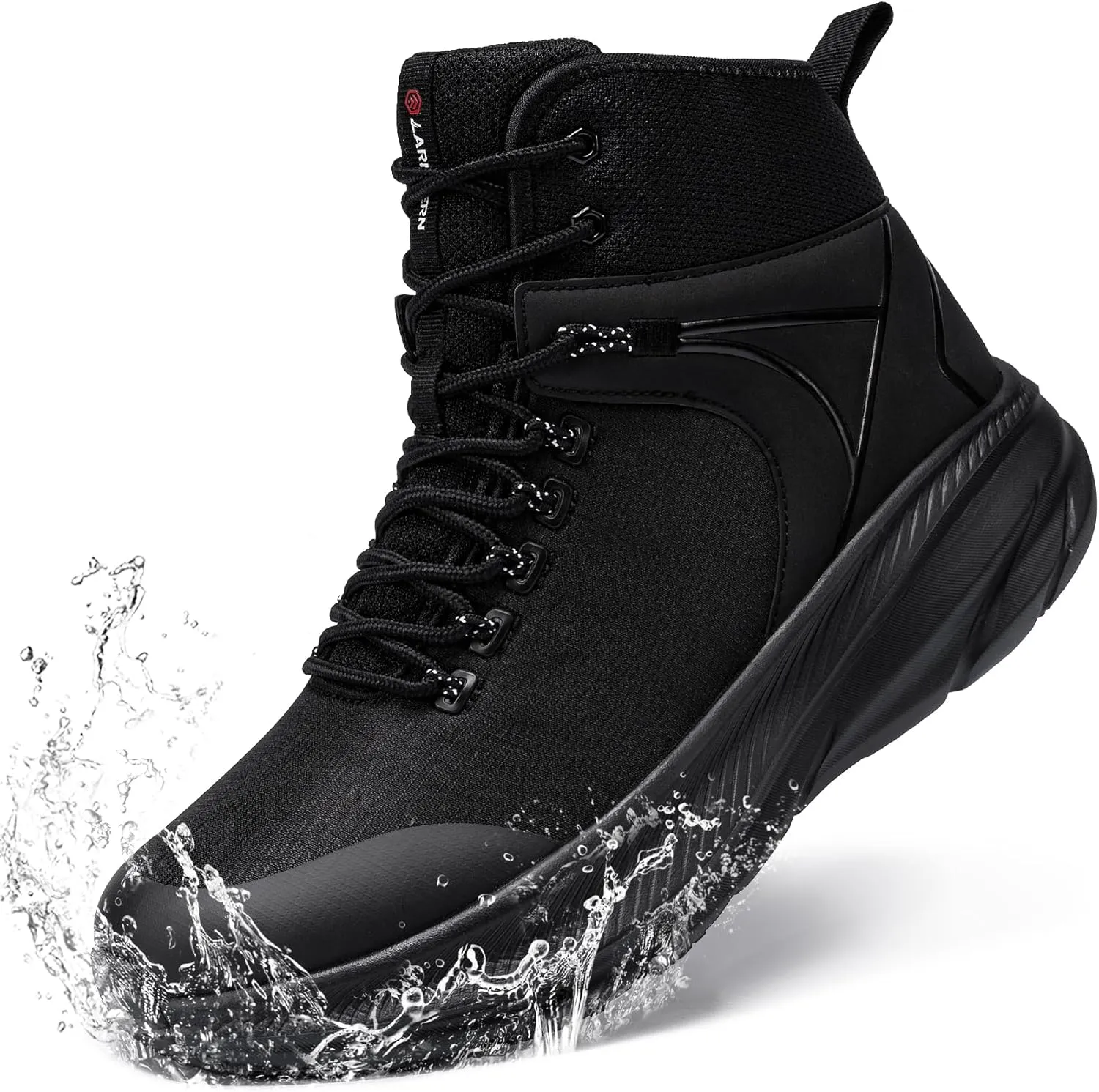 LARNMERN Military Tactical Work Boots Men Waterproof Hiking Boots Slip Resistant 6 Inches Combat Sneakers Motorcycle Shoes Wide Toe Box