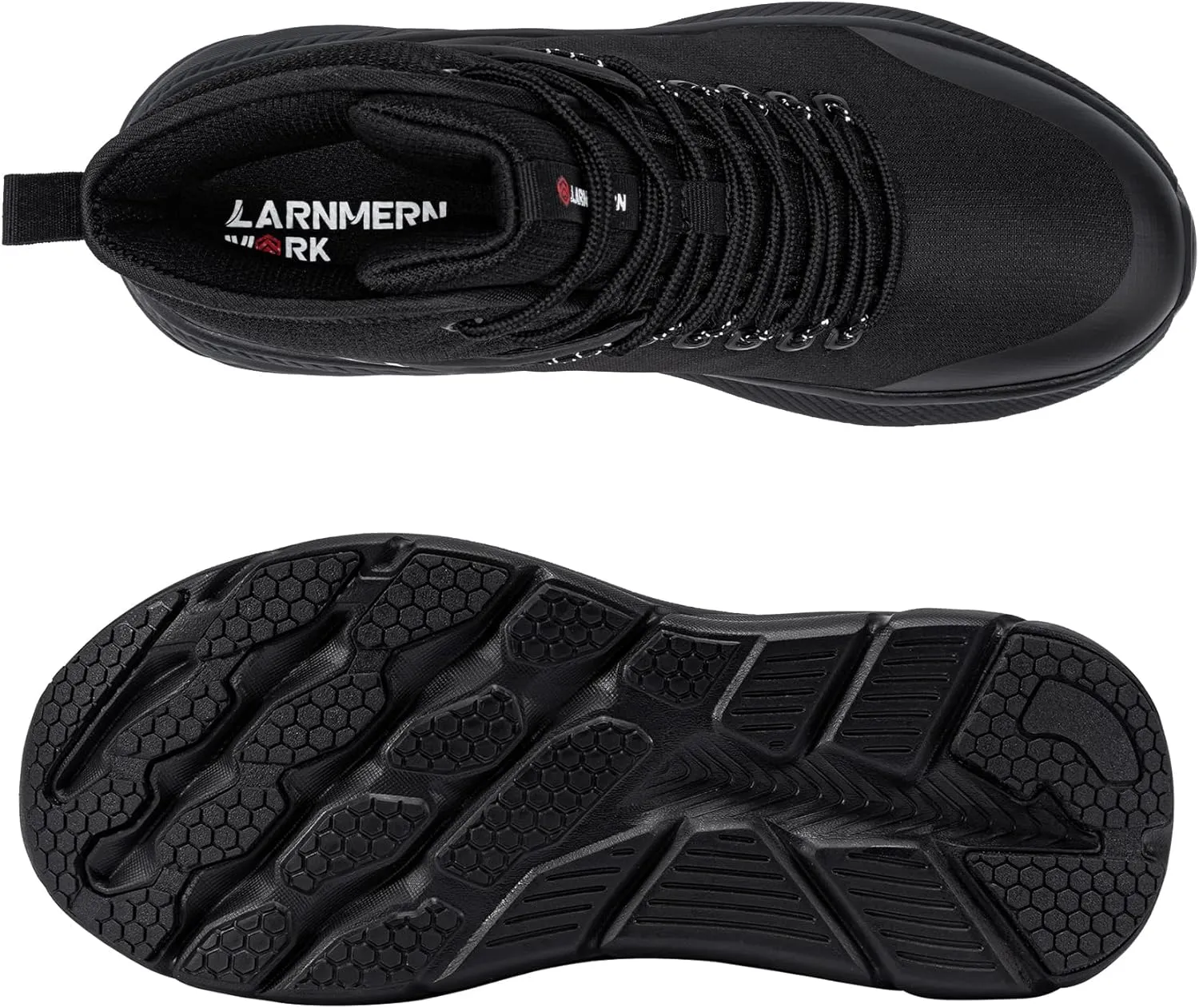LARNMERN Military Tactical Work Boots Men Waterproof Hiking Boots Slip Resistant 6 Inches Combat Sneakers Motorcycle Shoes Wide Toe Box