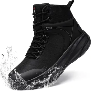 LARNMERN Military Tactical Work Boots Men Waterproof Hiking Boots Slip Resistant 6 Inches Combat Sneakers Motorcycle Shoes Wide Toe Box