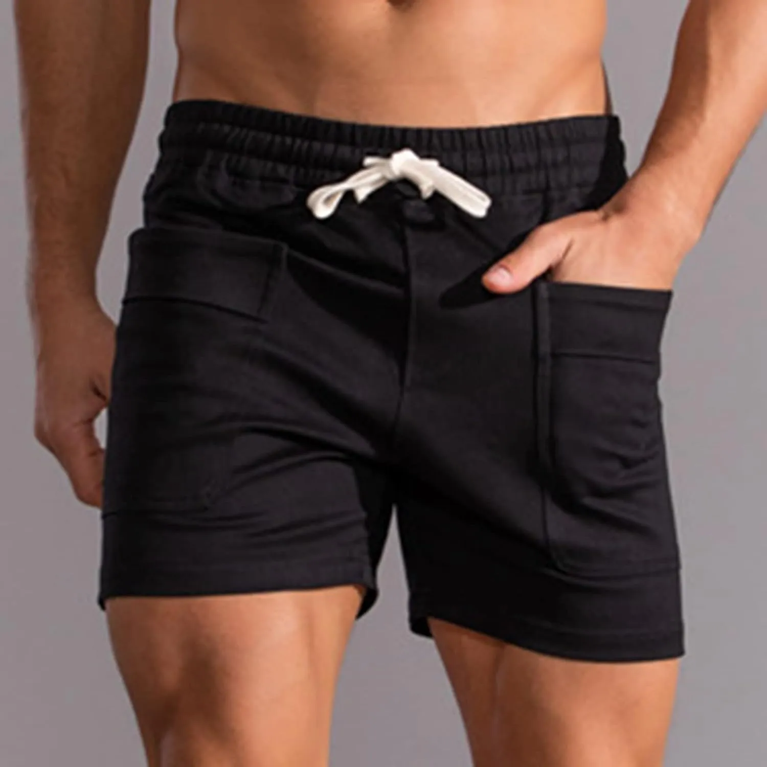 Lastesso Running Shorts Men Casual Flat Front Shorts Cotton Lightweight Running Shorts with Pockets Athletic Shorts Summer