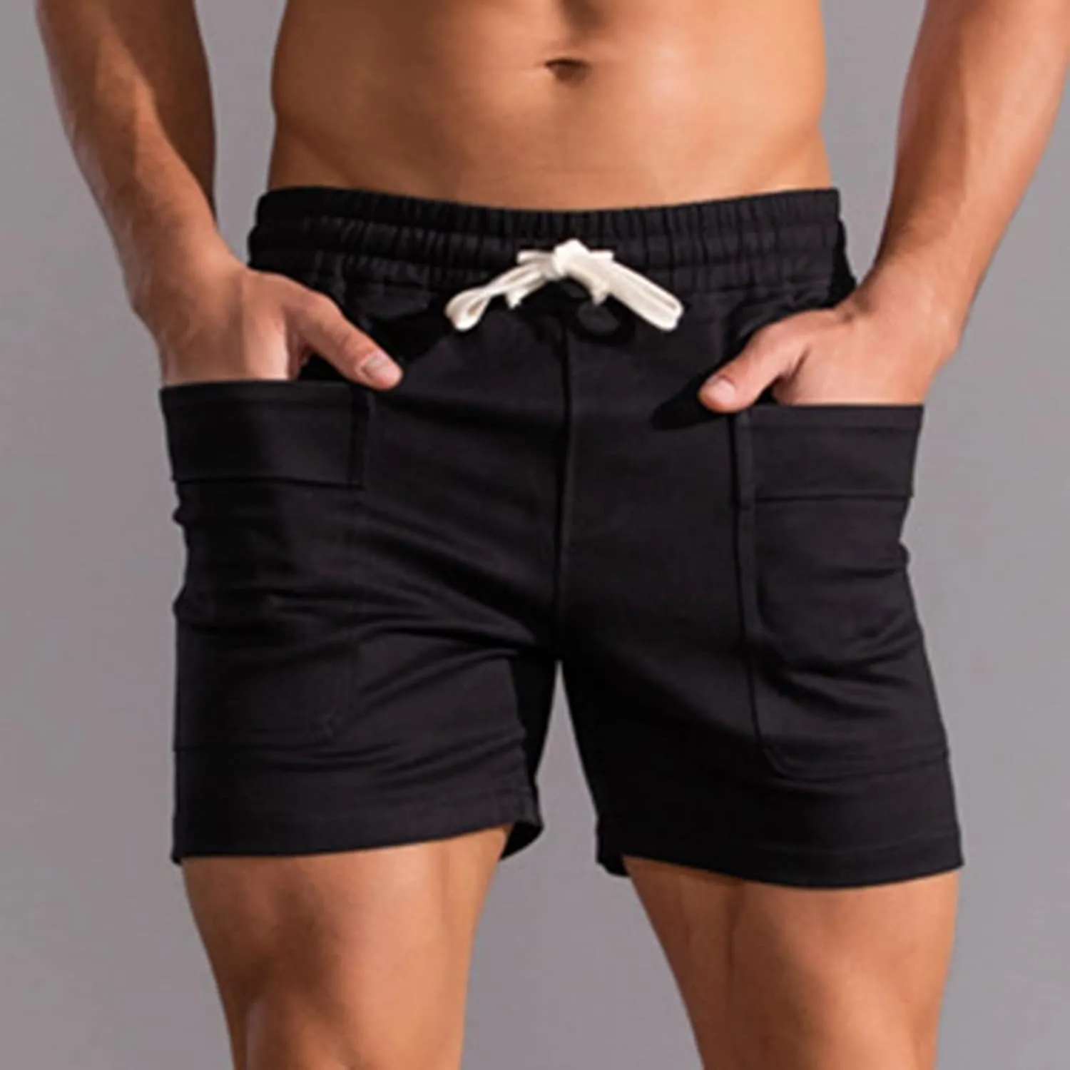 Lastesso Running Shorts Men Casual Flat Front Shorts Cotton Lightweight Running Shorts with Pockets Athletic Shorts Summer