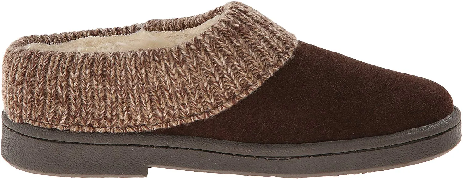 Leather Brown) Women's Specialized options Cuff Slipper Clarks (6, Elegant Clog Mules Sweater Scuff Knit