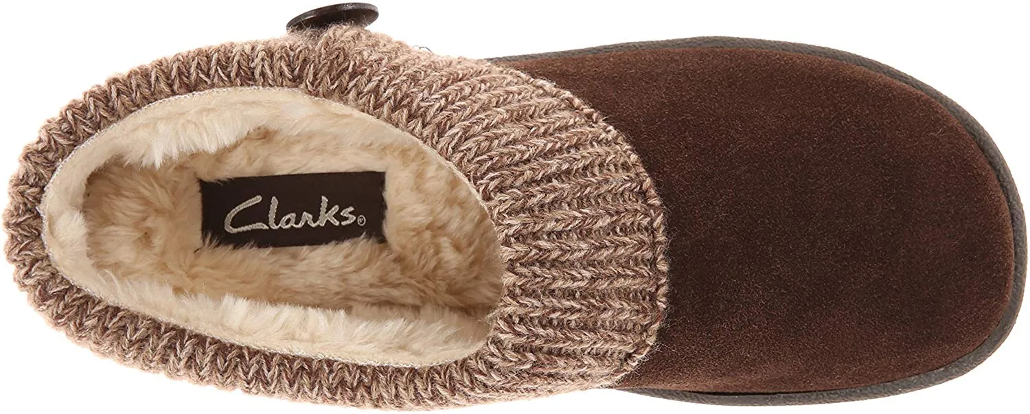 Leather Brown) Women's Specialized options Cuff Slipper Clarks (6, Elegant Clog Mules Sweater Scuff Knit
