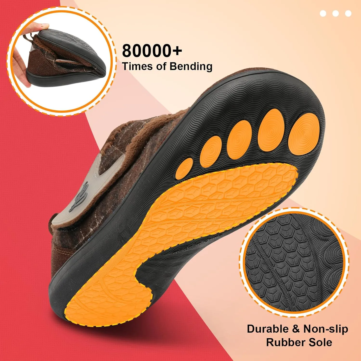 LeIsfIt Mens Slippers Wide House Shoes Adjustable Diabetic Shoes Arthritis Swollen House Slippers Indoor Outdoor