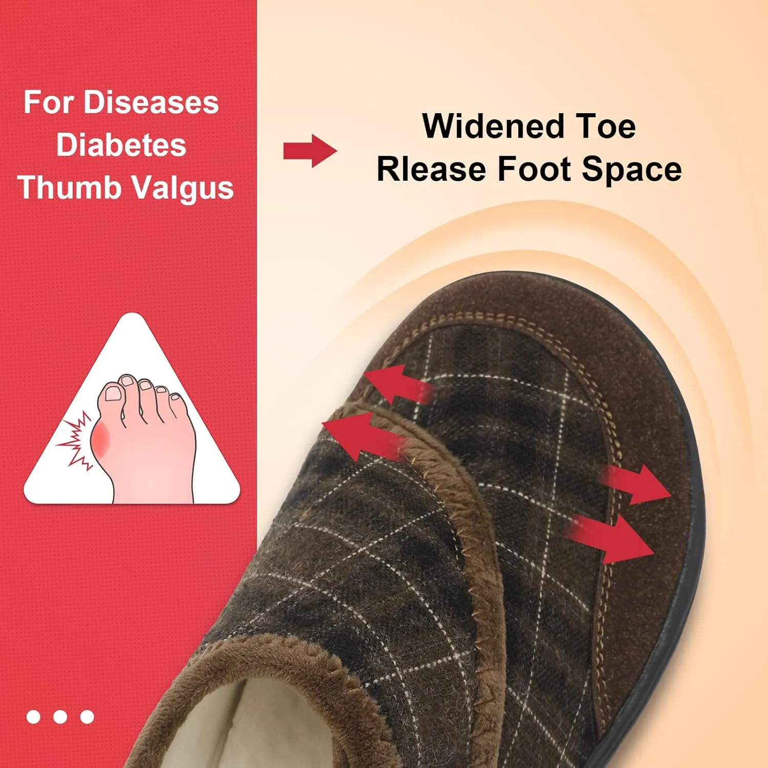 LeIsfIt Mens Slippers Wide House Shoes Adjustable Diabetic Shoes Arthritis Swollen House Slippers Indoor Outdoor