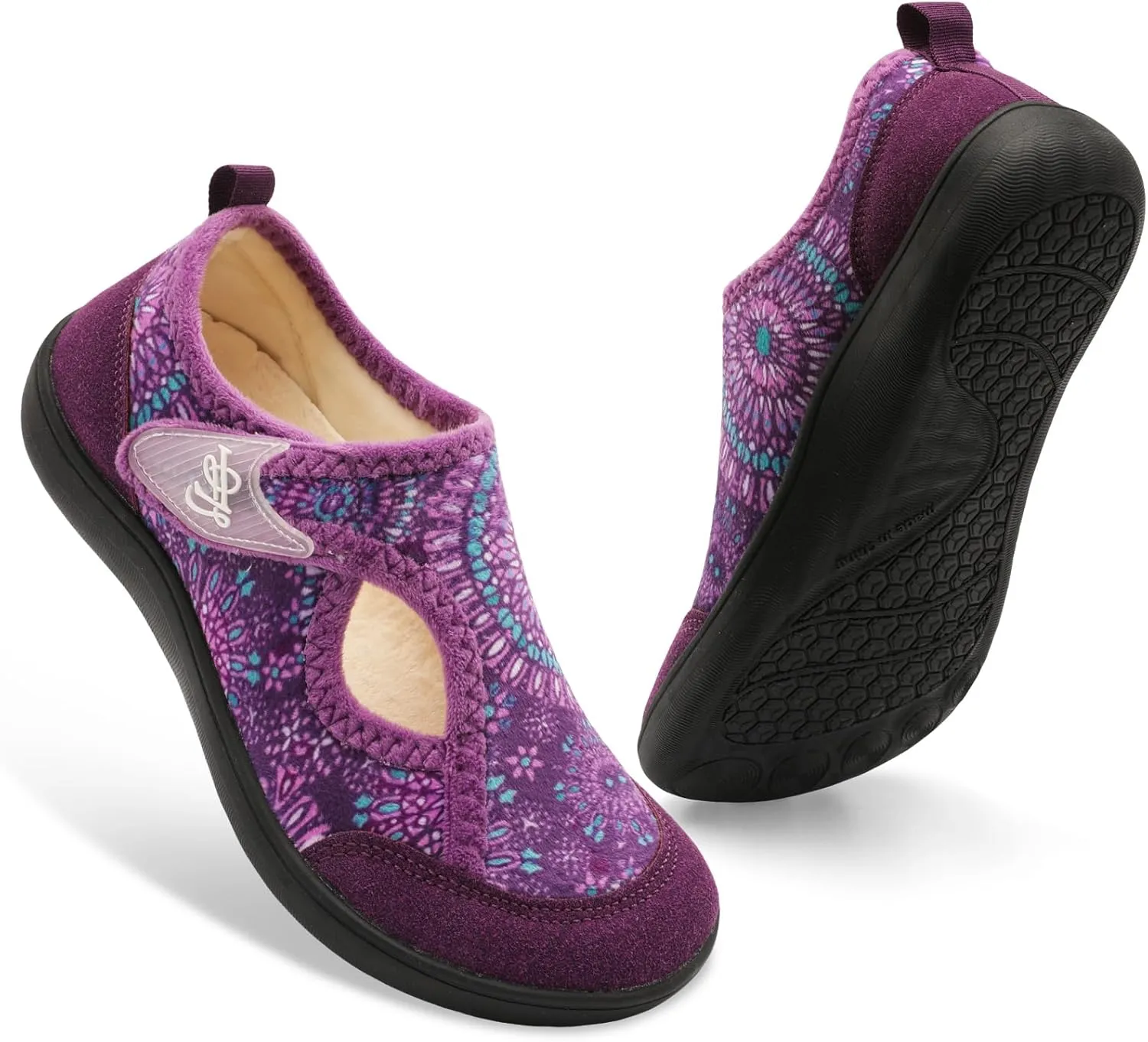 LeIsfIt Womens Slippers Wide Diabetic Shoes Adjustable Arthritis Edema House Shoes Indoor Outdoor Slippers