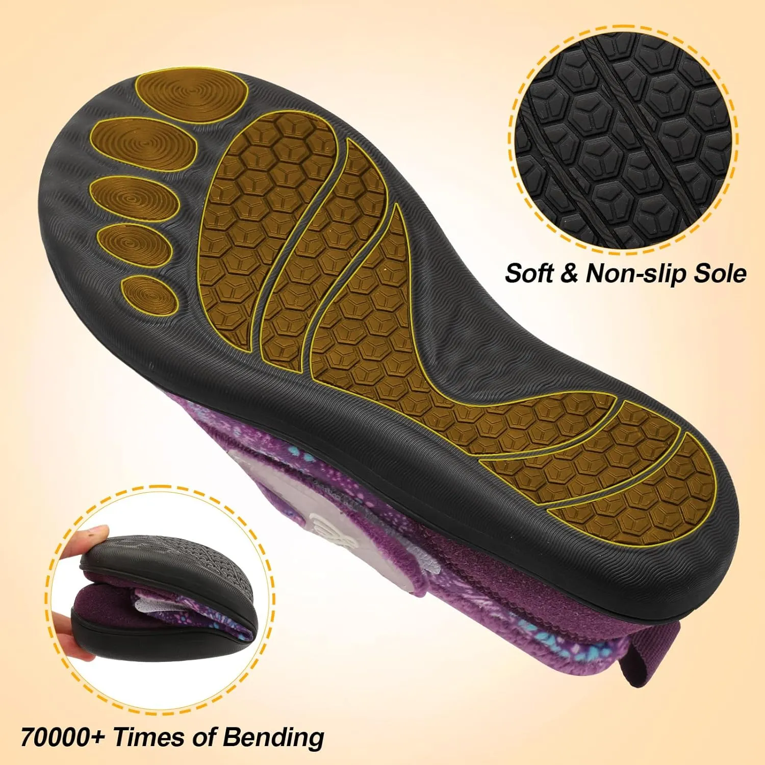 LeIsfIt Womens Slippers Wide Diabetic Shoes Adjustable Arthritis Edema House Shoes Indoor Outdoor Slippers