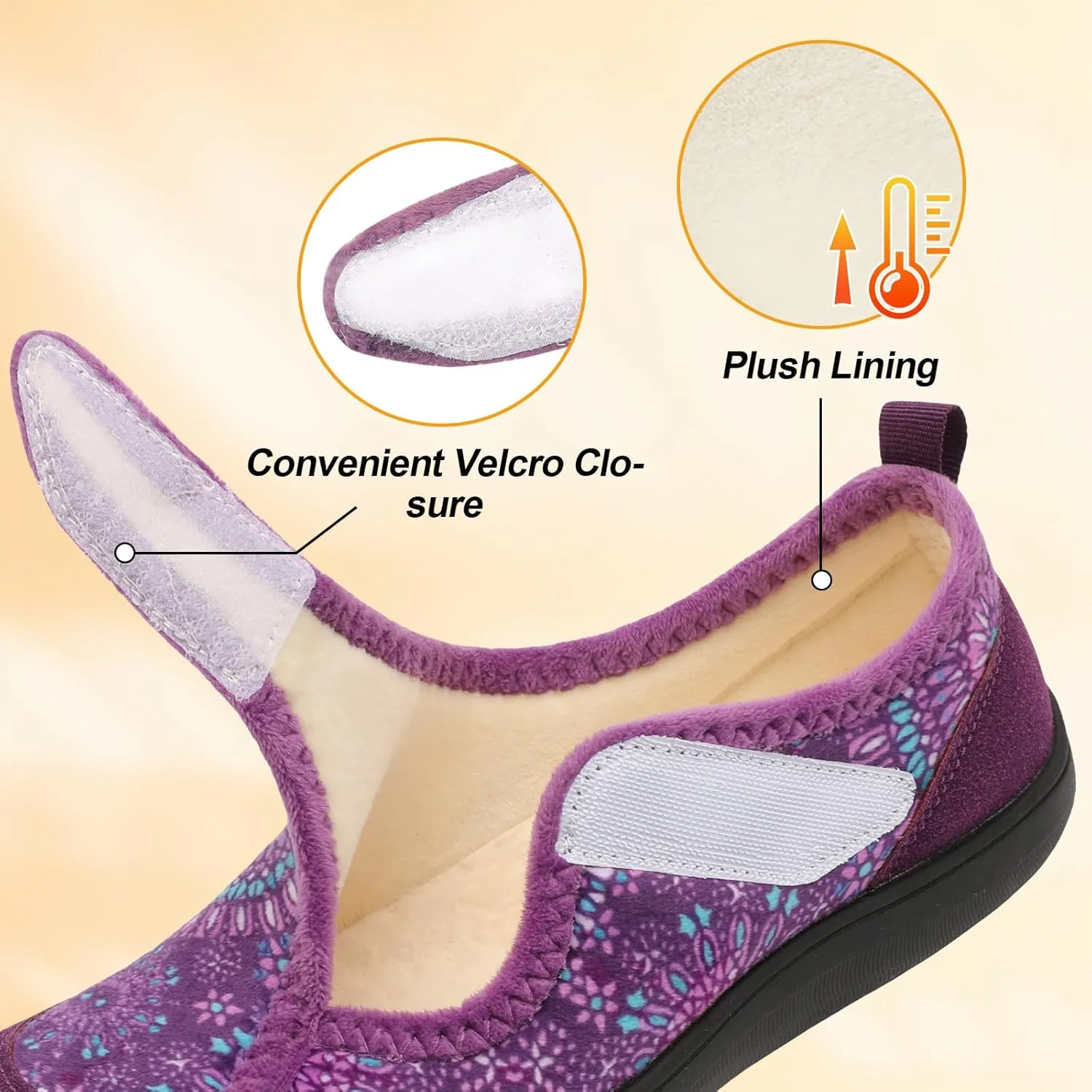 LeIsfIt Womens Slippers Wide Diabetic Shoes Adjustable Arthritis Edema House Shoes Indoor Outdoor Slippers