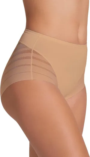 Leonisa High Waisted Invisible Tummy Control Shapewear for Women - Stripe Lace Ladies Underwear Panties