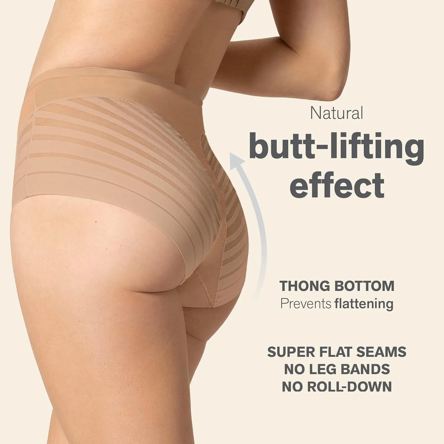 Leonisa High Waisted Invisible Tummy Control Shapewear for Women - Stripe Lace Ladies Underwear Panties