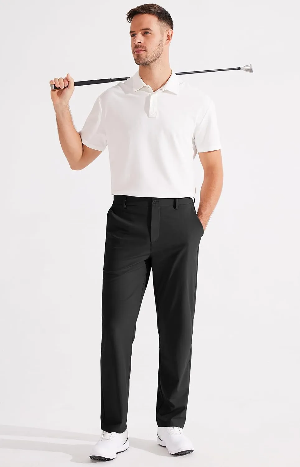 Libin Men's Golf Pants Classic Fit Flat Front Work Dress Pants 29" 31" 33" Stretch Casual Pants Lightweight with Pockets