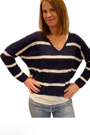 Lightweight Striped V neck Sweater