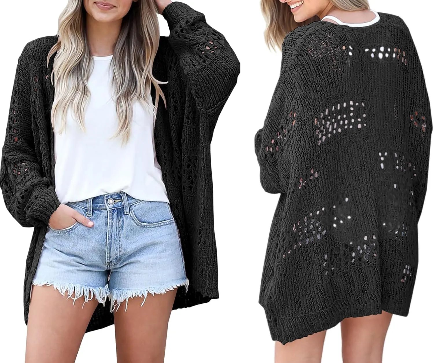 Lightweight Summer Cardigan for Women Spring Netted Crochet Cardigans Sweaters