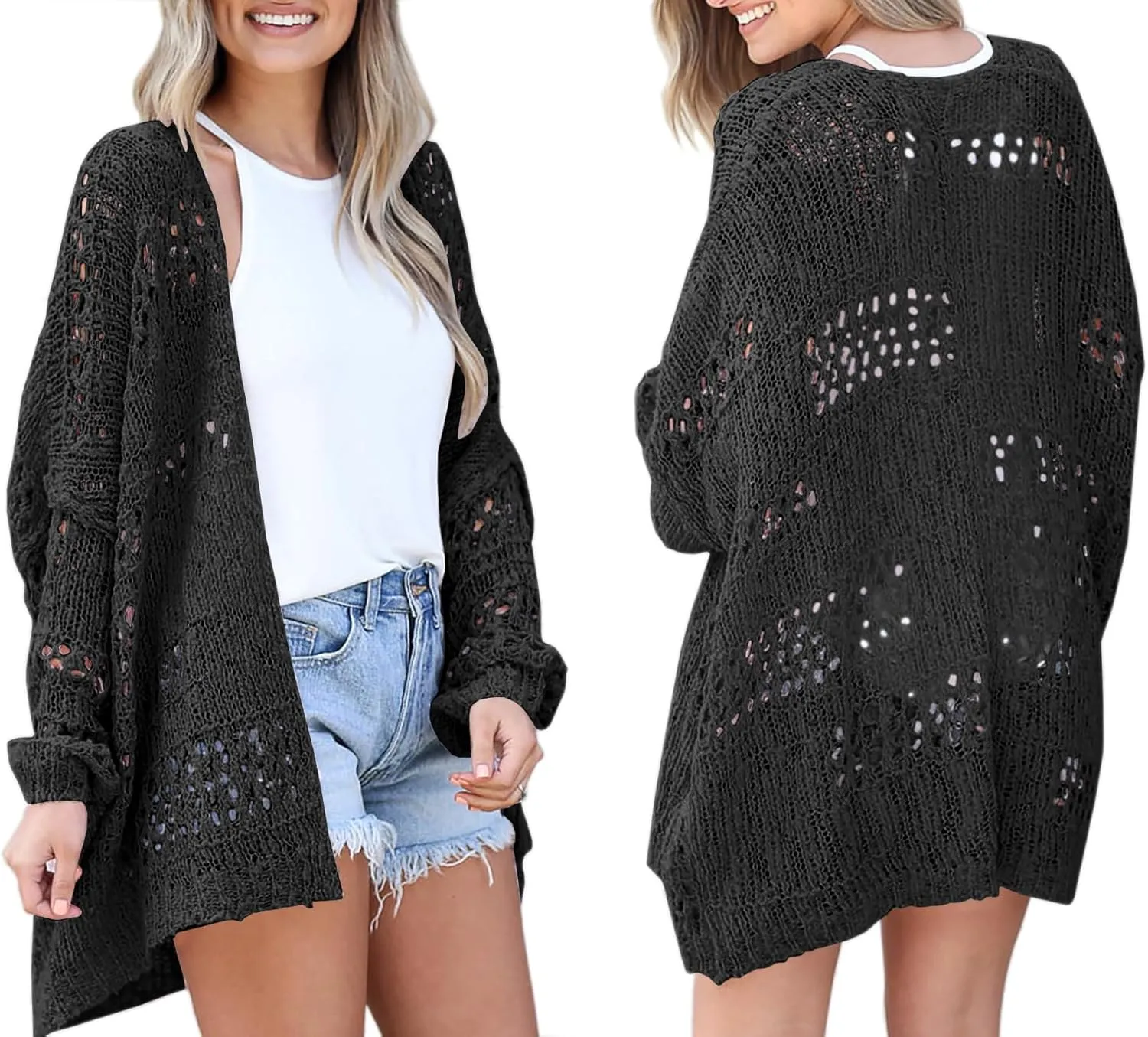 Lightweight Summer Cardigan for Women Spring Netted Crochet Cardigans Sweaters