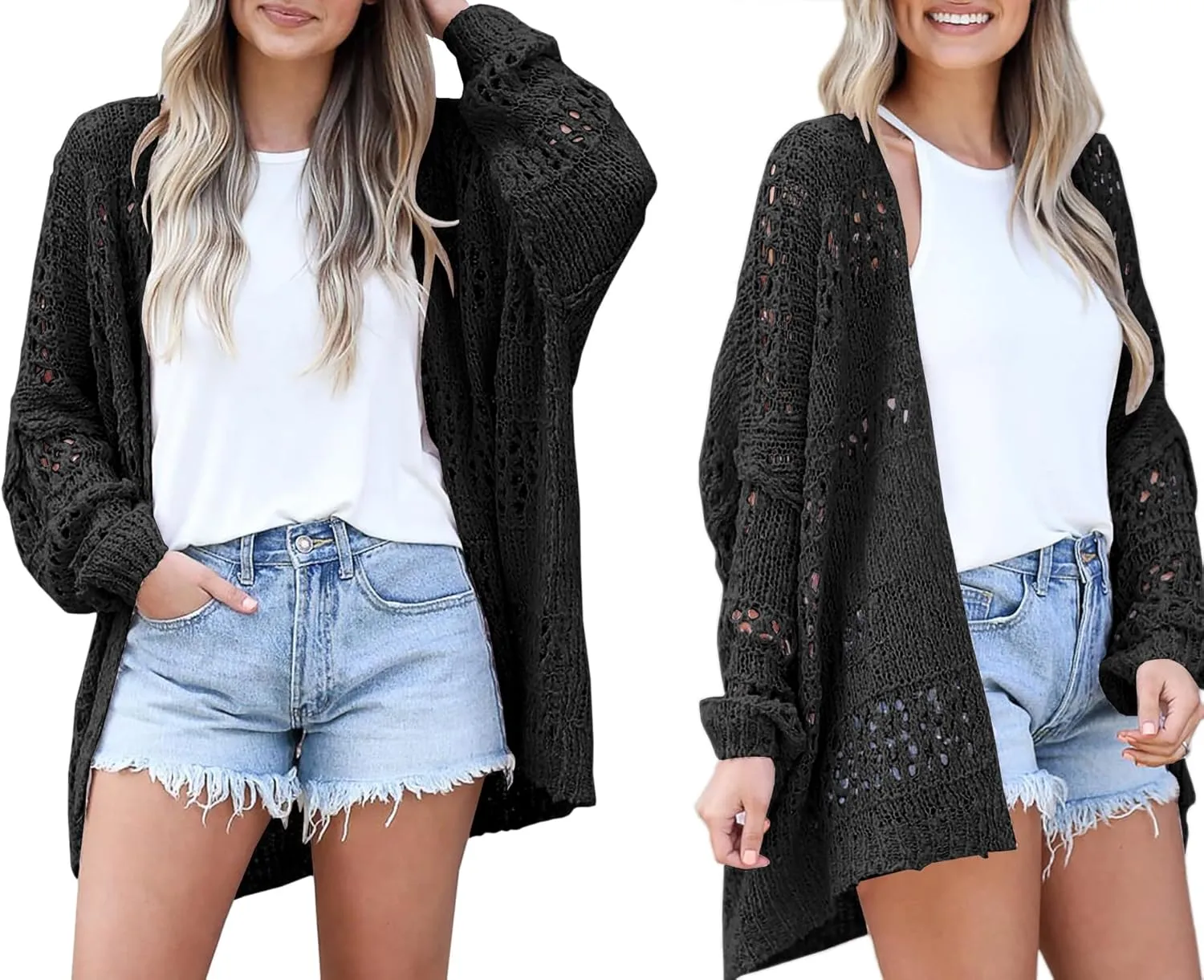 Lightweight Summer Cardigan for Women Spring Netted Crochet Cardigans Sweaters