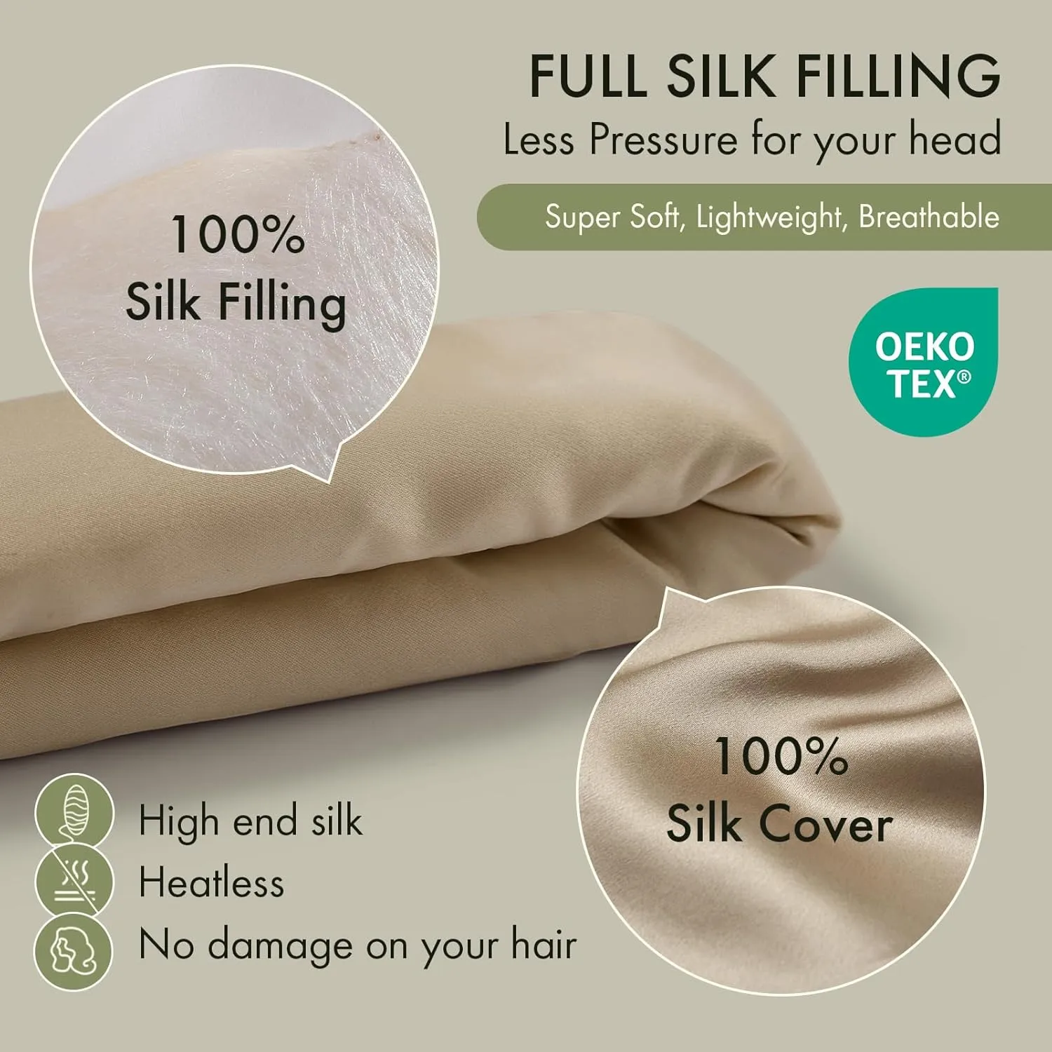 LILYSILK Women 100% Silk Heatless Hair Curler 3pc Set Silk Filled Hair Roller Rods Headband Ribbon Frizz-free Overnight Coffee