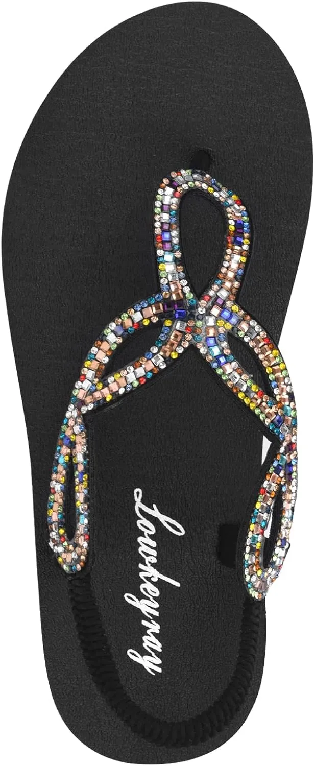 Lowkeyray Women's Summer Sandals womens Flat Sandals Whith Sequins