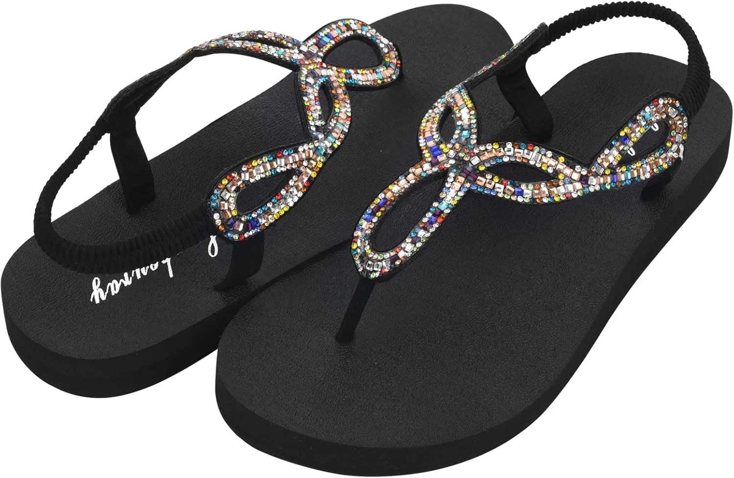 Lowkeyray Women's Summer Sandals womens Flat Sandals Whith Sequins