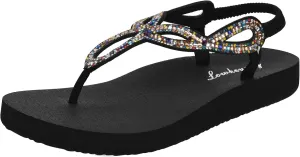 Lowkeyray Women's Summer Sandals womens Flat Sandals Whith Sequins