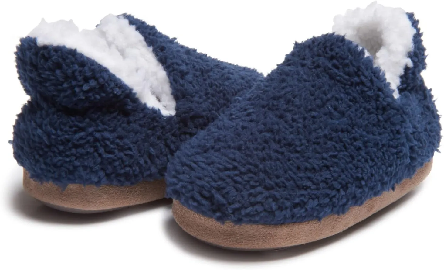 Lucky Brand Toddler Boys Non Slip Sherpa A-Line Home Slippers, Kids Rubber Sole Indoor House Shoes Bedroom Slipper, Size 5-10