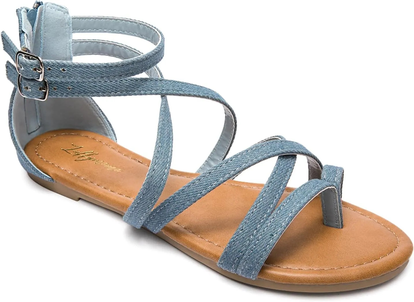 Luffymomo Women's Gladiator Strap Sandals Flat Fisherman Thong Cross Strappy Sandals