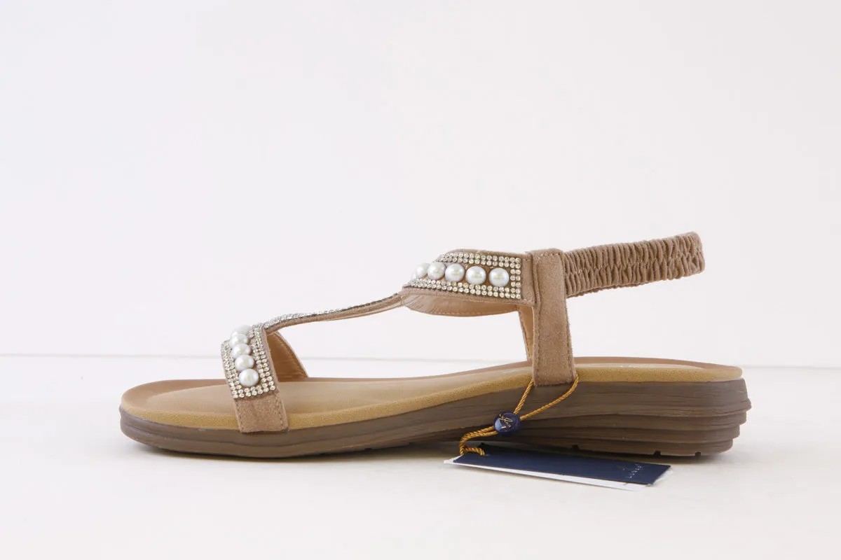 LUNAR - JLH078 A TANCY-FLAT FASHION SANDAL - TAUPE