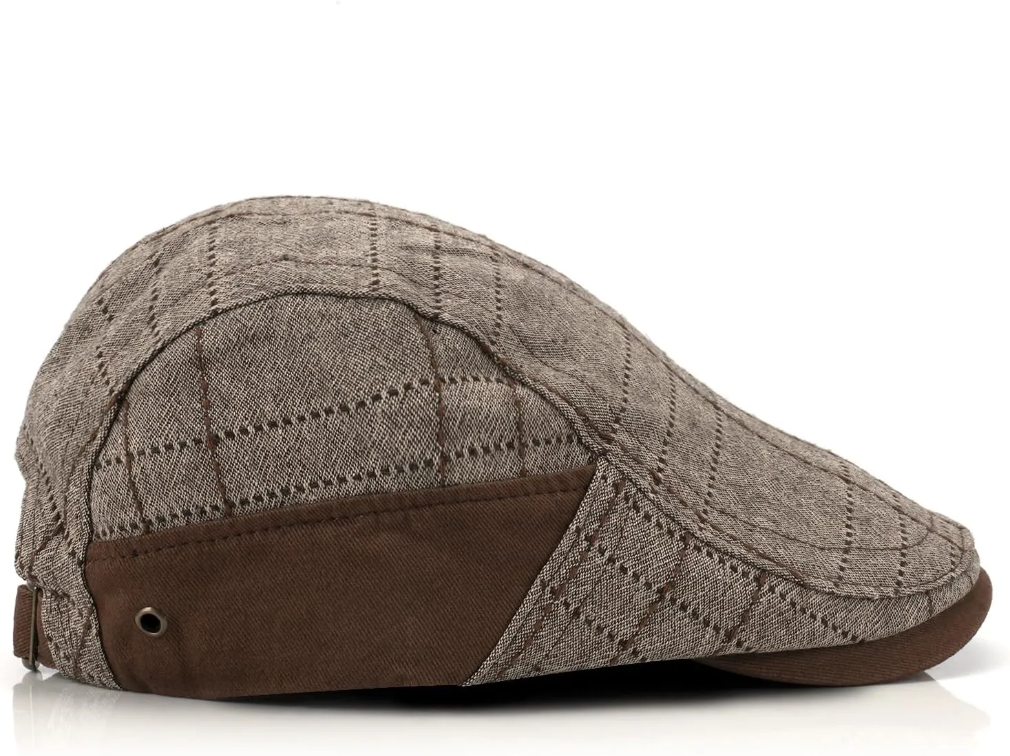 M MOACC Men Newsboy Caps Cotton Buckle Adjustable Beret Hat Flat Driving Cap Cabbie Gatsby Hats
