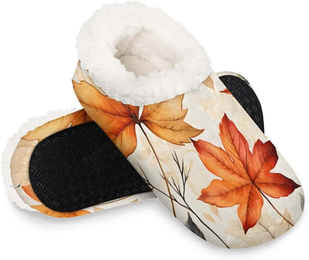 Maple Leaves Rustic Soft Home Slippers for Women Lightweight Men's House Shoes Women's Slippers