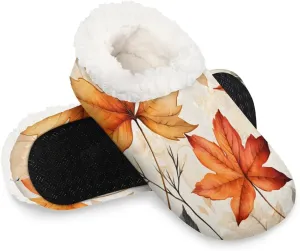 Maple Leaves Rustic Soft Home Slippers for Women Lightweight Men's House Shoes Women's Slippers