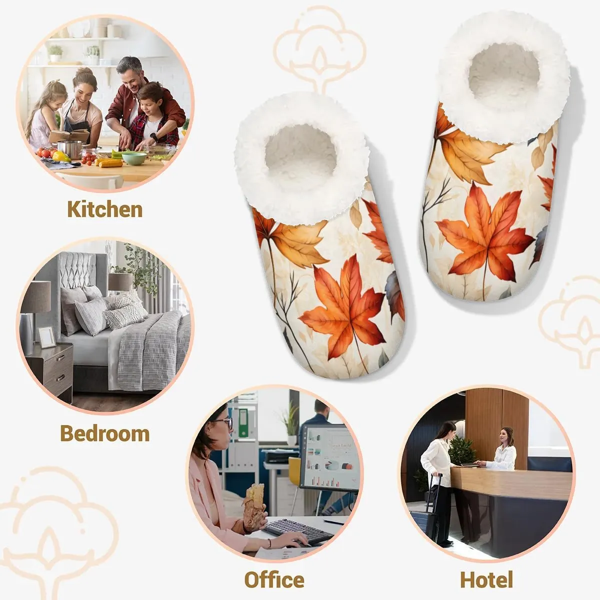 Maple Leaves Rustic Soft Home Slippers for Women Lightweight Men's House Shoes Women's Slippers