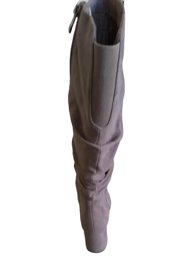 Marco Tozzi Taupe Heeled Slouch Boot