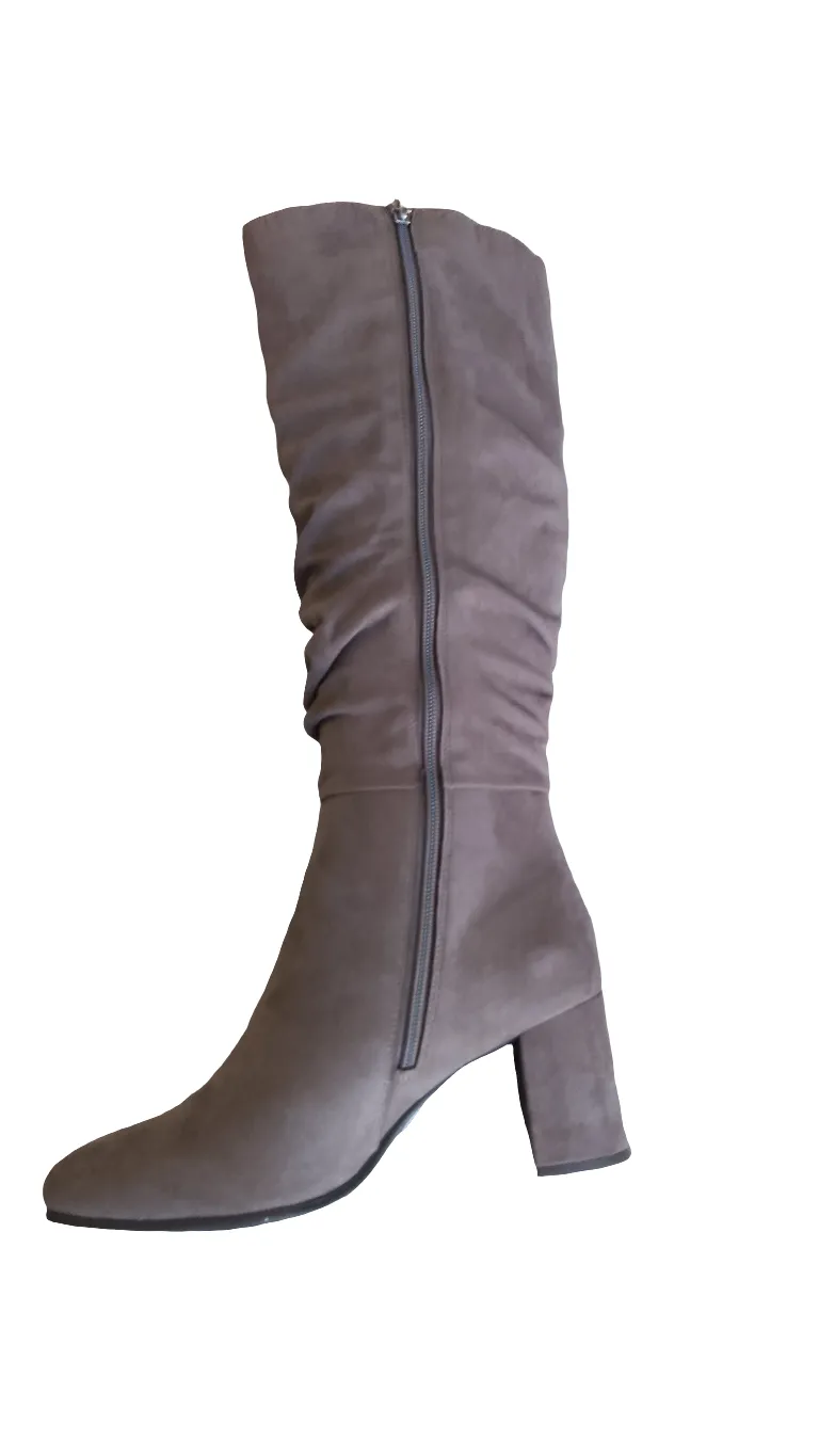 Marco Tozzi Taupe Heeled Slouch Boot