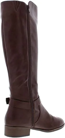 Material Girl Women's Winnnie Strap Riding Boots Med Brown Size 5.5 M