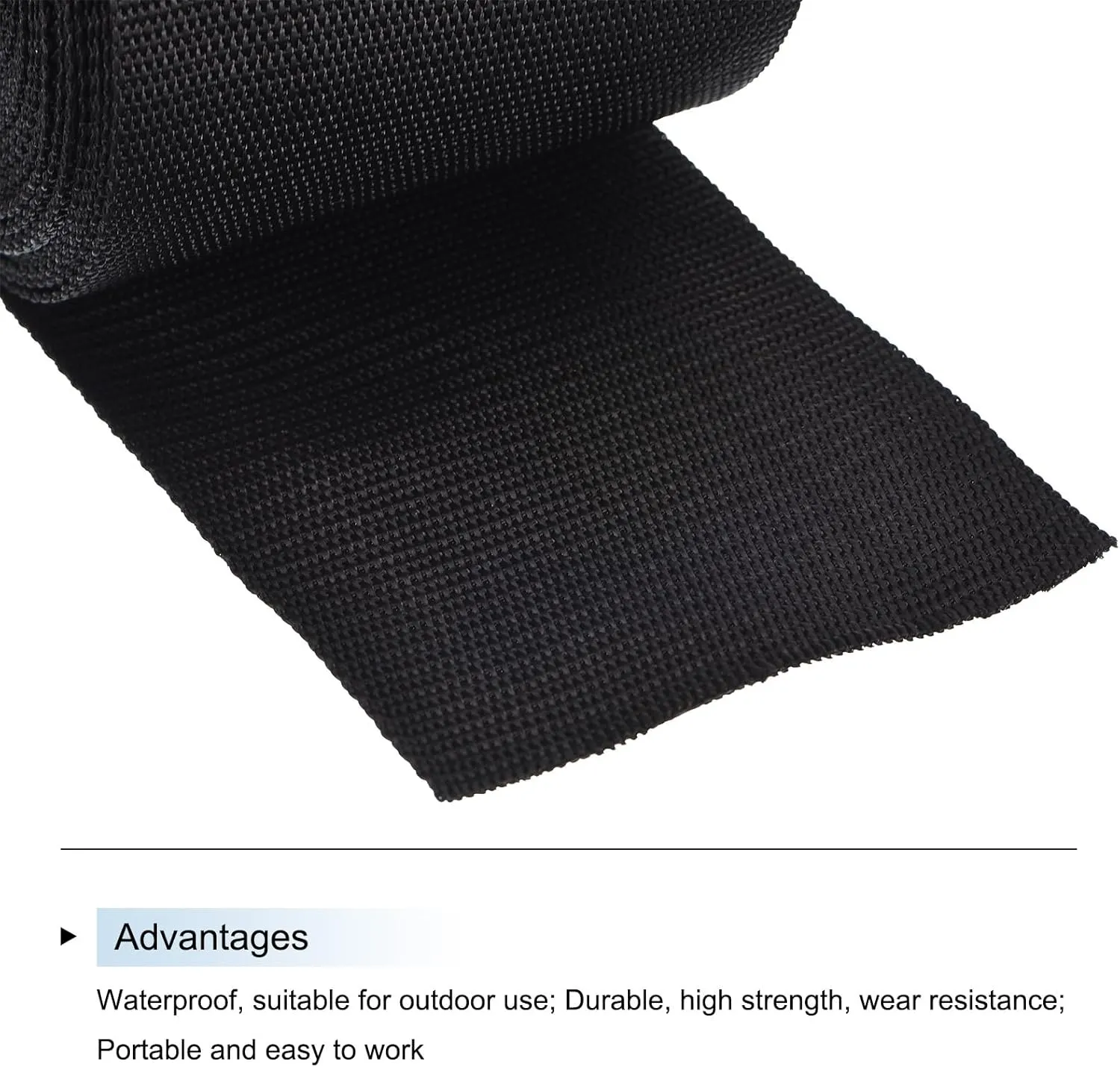 MECCANIXITY Lightweight Polypropylene Webbing Strap 4" 10 Yard Backpack Strapping Band Black for Outdoor Luggage Cargo Straps