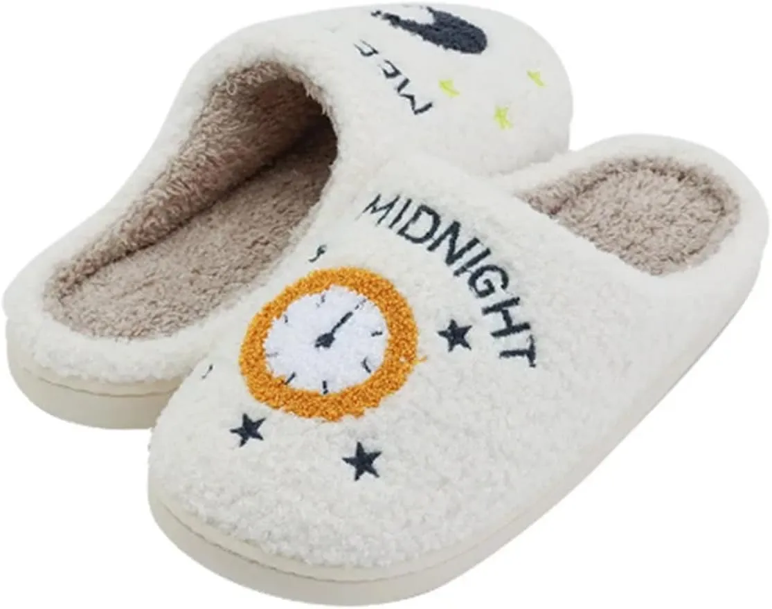 Meet Me at Midnight Slippers for Women Men Ladies Men's Comfortable Plush Home Slippers Slip On Non-slip Slippers