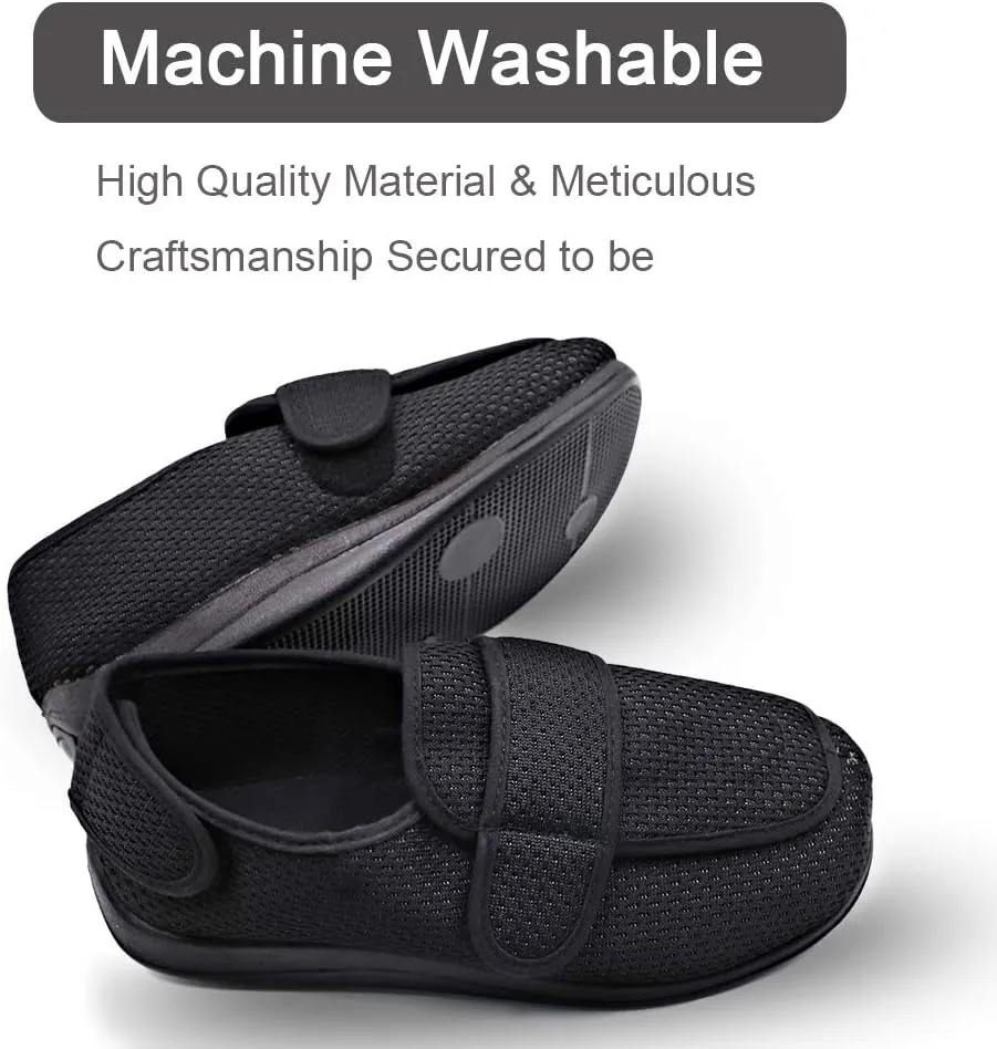 MEJORMEN Mens Diabetic Slippers Edema Shoes with Adjustable Closures Extra Wide Width House Diabetes Strap Footwear Easy On Off for Swollen Feet Elderly Father Indoor
