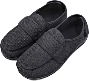 MEJORMEN Mens Diabetic Slippers Edema Shoes with Adjustable Closures Extra Wide Width House Diabetes Strap Footwear Easy On Off for Swollen Feet Elderly Father Indoor