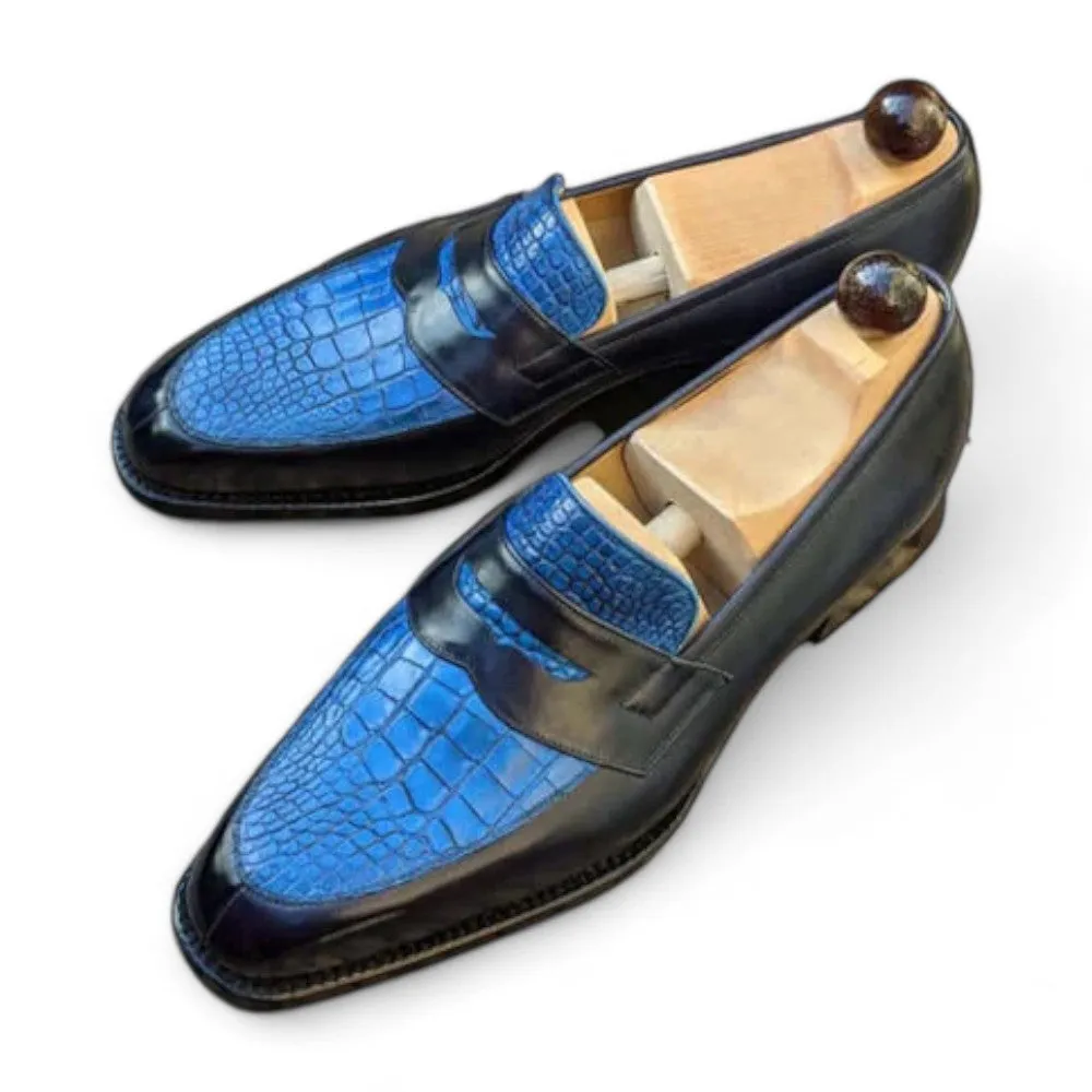 Men’s Alligator Leather Penny Loafers – Handcrafted Luxury Slip-On Shoes