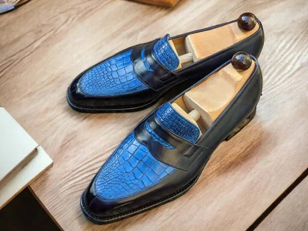 Men’s Alligator Leather Penny Loafers – Handcrafted Luxury Slip-On Shoes