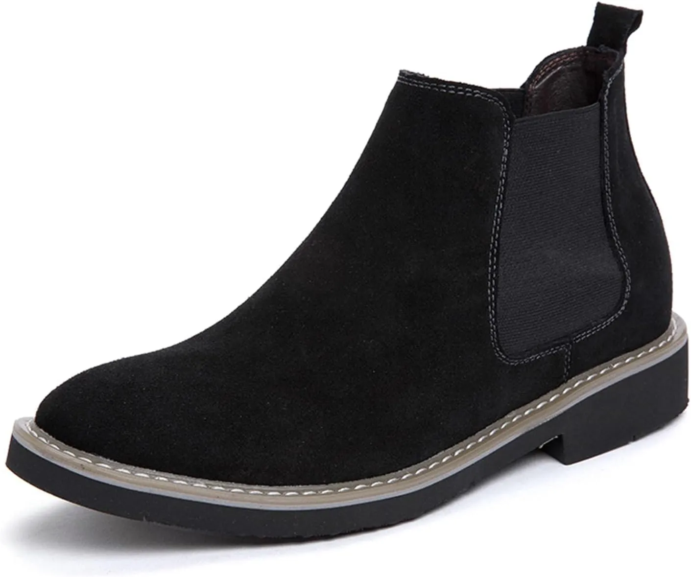 Men’s and Women’s Height Increasing Chelsea Boots - 2.36 Inches Taller, Suede Leather Slip-On Elevator Ankle Boots, Comfortable Formal and Casual Shoes