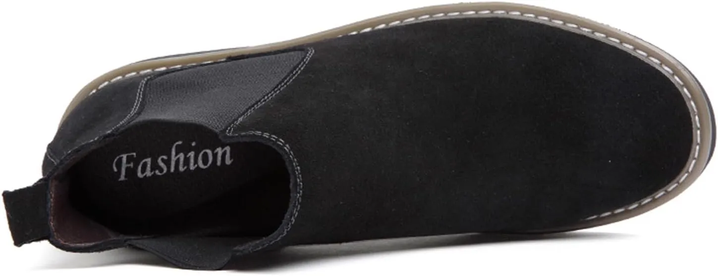 Men’s and Women’s Height Increasing Chelsea Boots - 2.36 Inches Taller, Suede Leather Slip-On Elevator Ankle Boots, Comfortable Formal and Casual Shoes