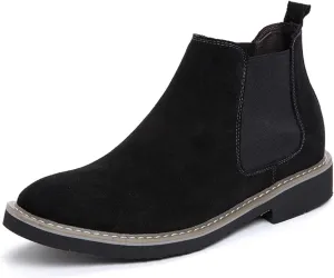 Men’s and Women’s Height Increasing Chelsea Boots - 2.36 Inches Taller, Suede Leather Slip-On Elevator Ankle Boots, Comfortable Formal and Casual Shoes