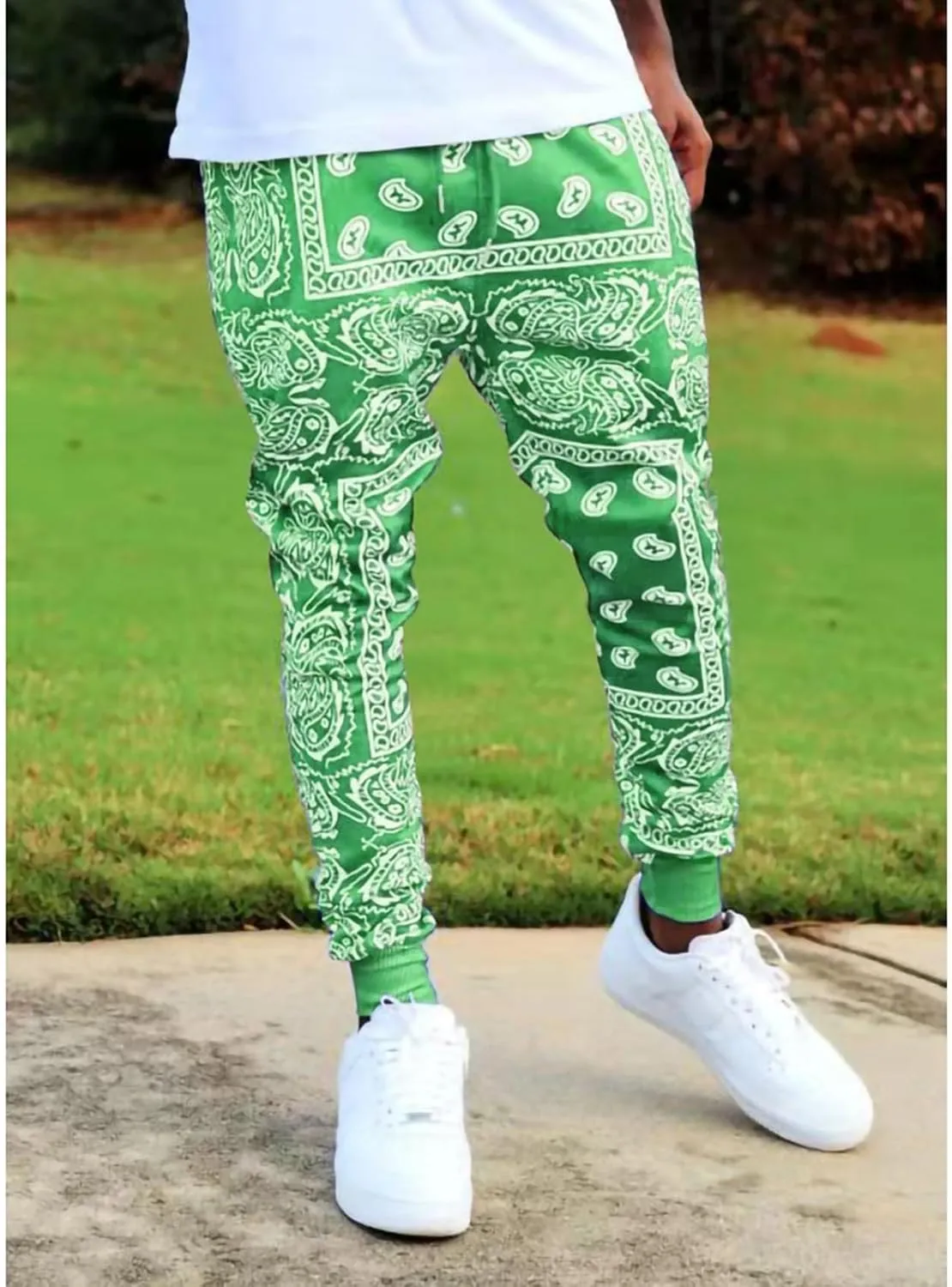 Men's Bandana Paisly Jogger Pants Cashew Print Sweatpants Skateboard Trousers Hip Hop Workout Punk Pants Streetwear