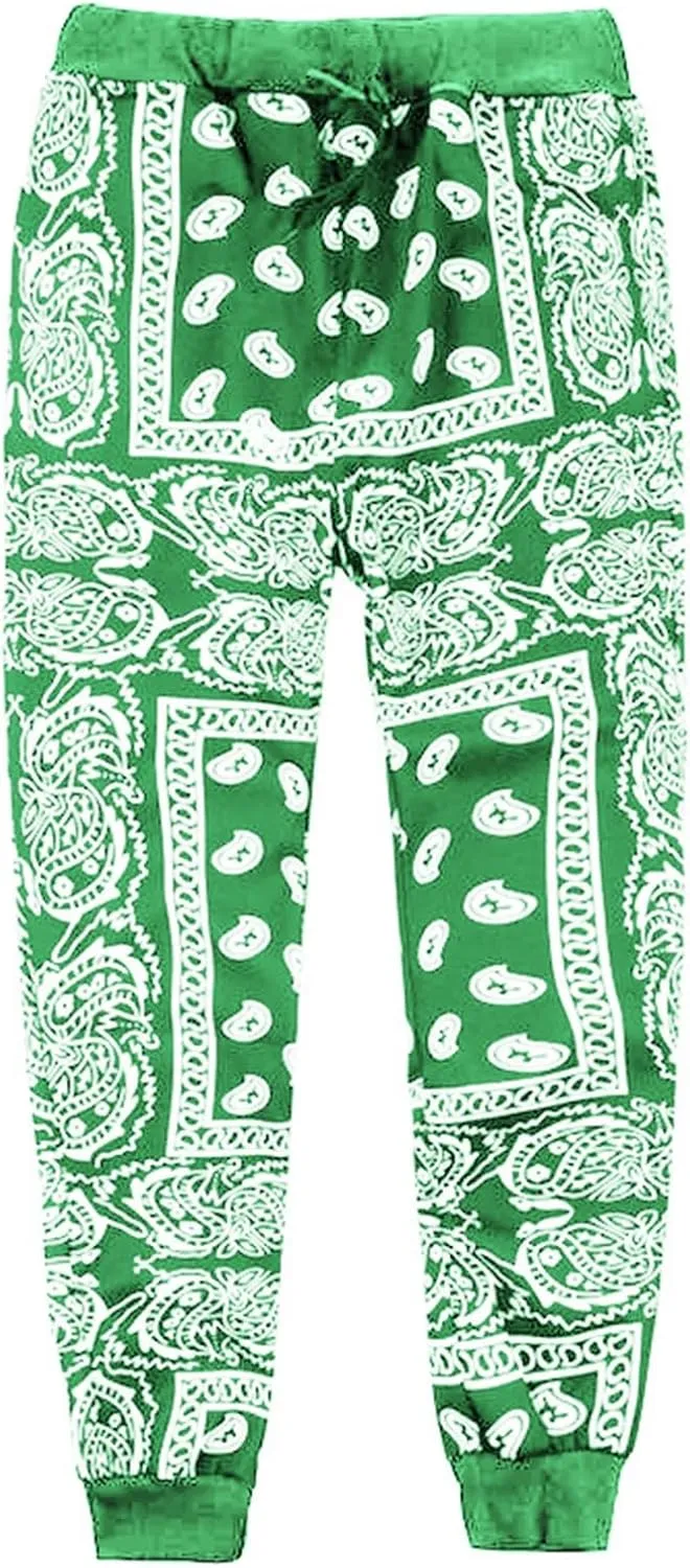 Men's Bandana Paisly Jogger Pants Cashew Print Sweatpants Skateboard Trousers Hip Hop Workout Punk Pants Streetwear