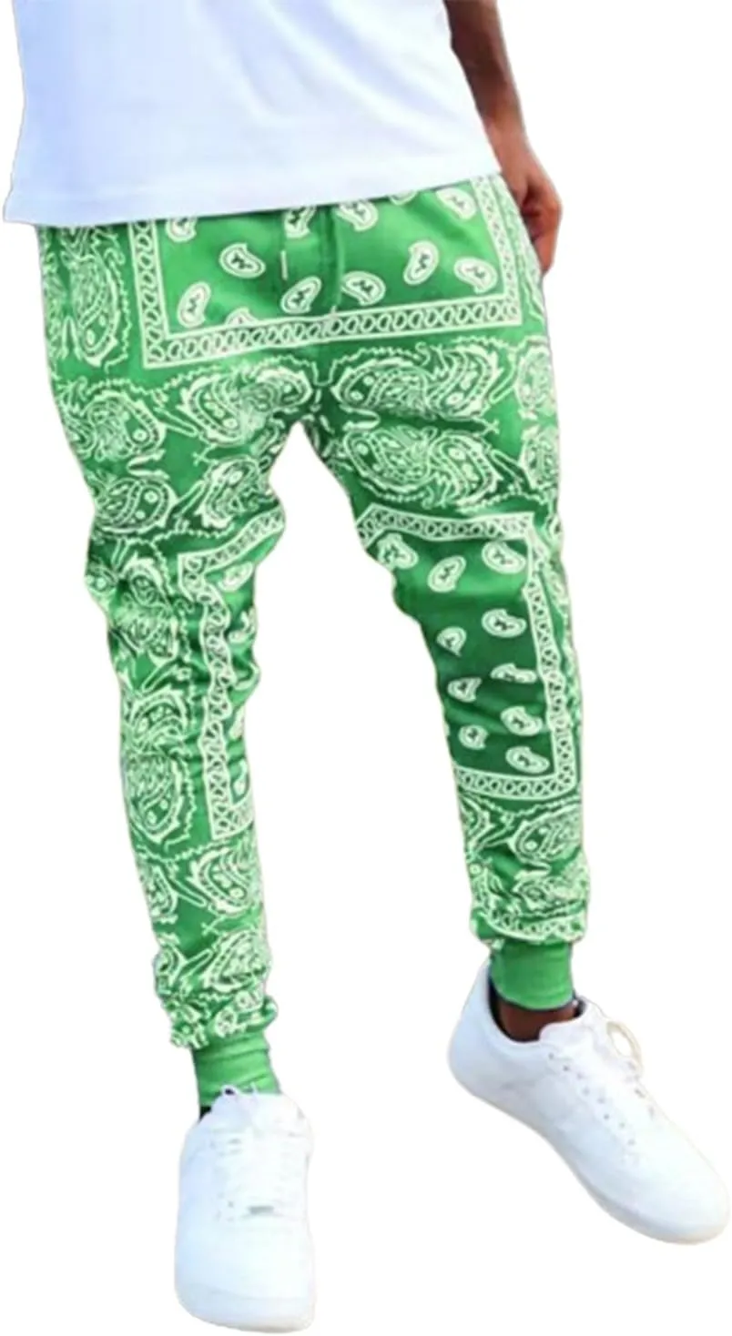 Men's Bandana Paisly Jogger Pants Cashew Print Sweatpants Skateboard Trousers Hip Hop Workout Punk Pants Streetwear